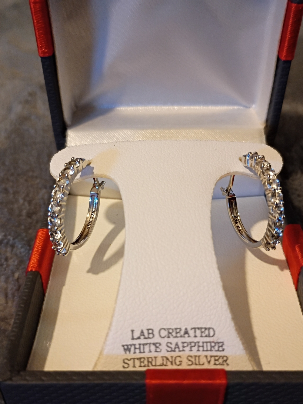 JCPenney 2 Pair Sterling Silver Lab Created White Sapphire Hoop W/ Stud Earrings